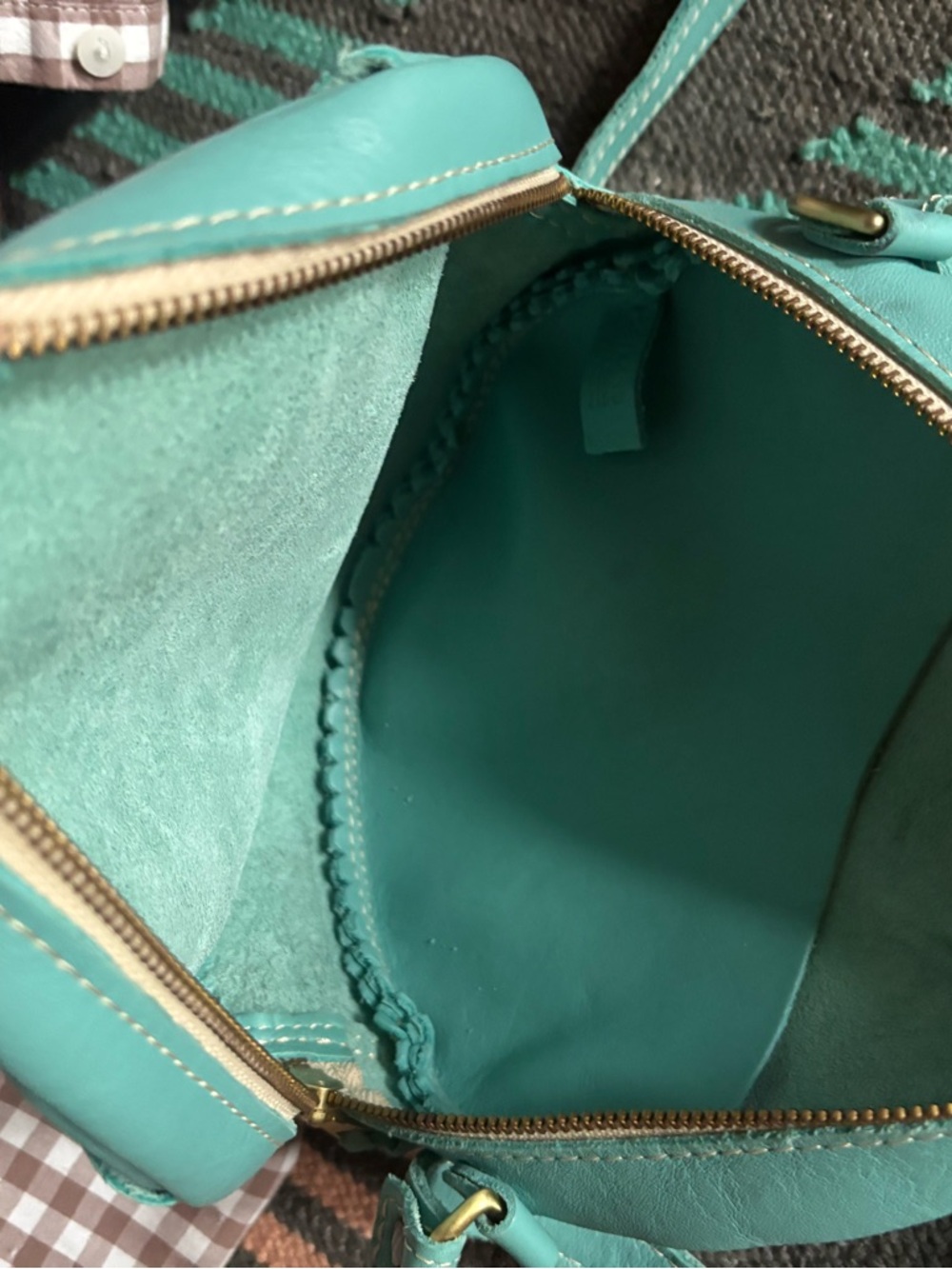 Portland Leather Circle Crossbody Bag - Turquoise - Picture 7 of 7